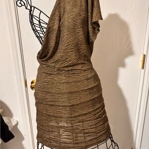 a'gaci One Shoulder Gold Dress